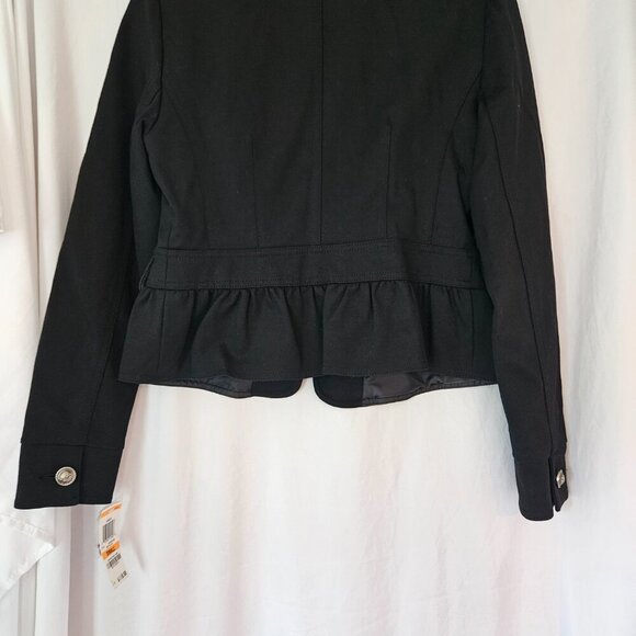 INC International Concepts Black Beaded Collar Flap Pocket Peplum Jacket S NWT - Picture 5 of 10